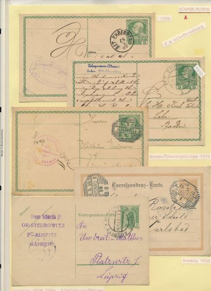 Österreich Stempel:Böhmen, Mähren + Schlesien1866-1918