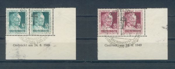 Württemberg Mi.Nr.47-48 Eckrandpaar gestempelt Druckda