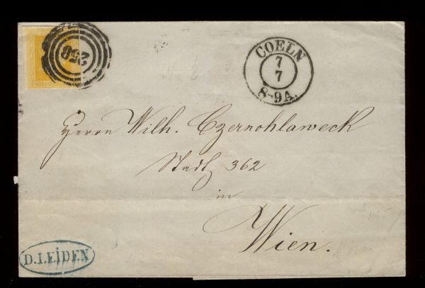 PREUSSEN Mi.Nr.8a auf Auslandsbrief von Köln nach Wien