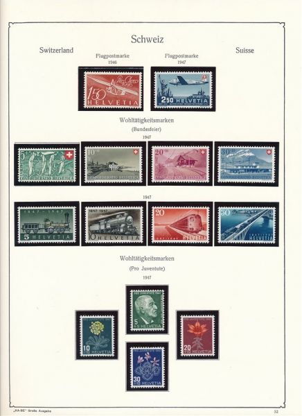 Schweiz 1946-1960 ** komplett auf Vordruckblättern