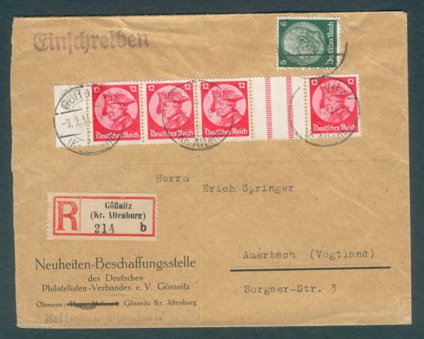 Deutsches Reich Zusammendruck auf Brief