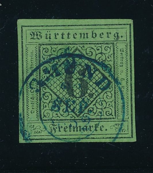 Württemberg Mi.Nr.3a Type II b o Luxus Fotobefund BPP